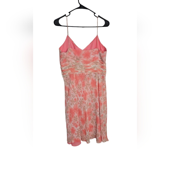 LOFT 100% Silk floral coral dress Size 12 - Picture 2 of 6